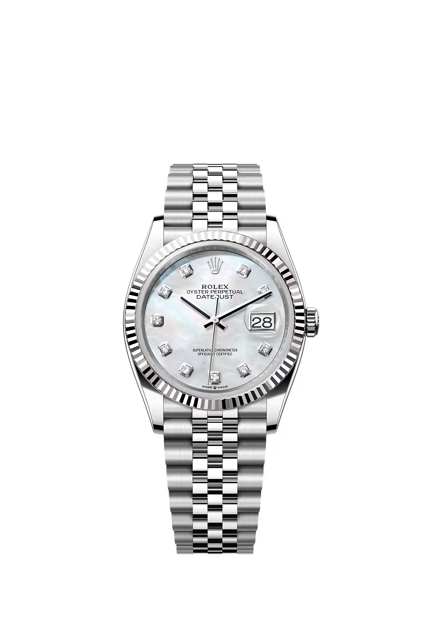 DateJust 36 - White with Mother of Pearl Set with Diamonds