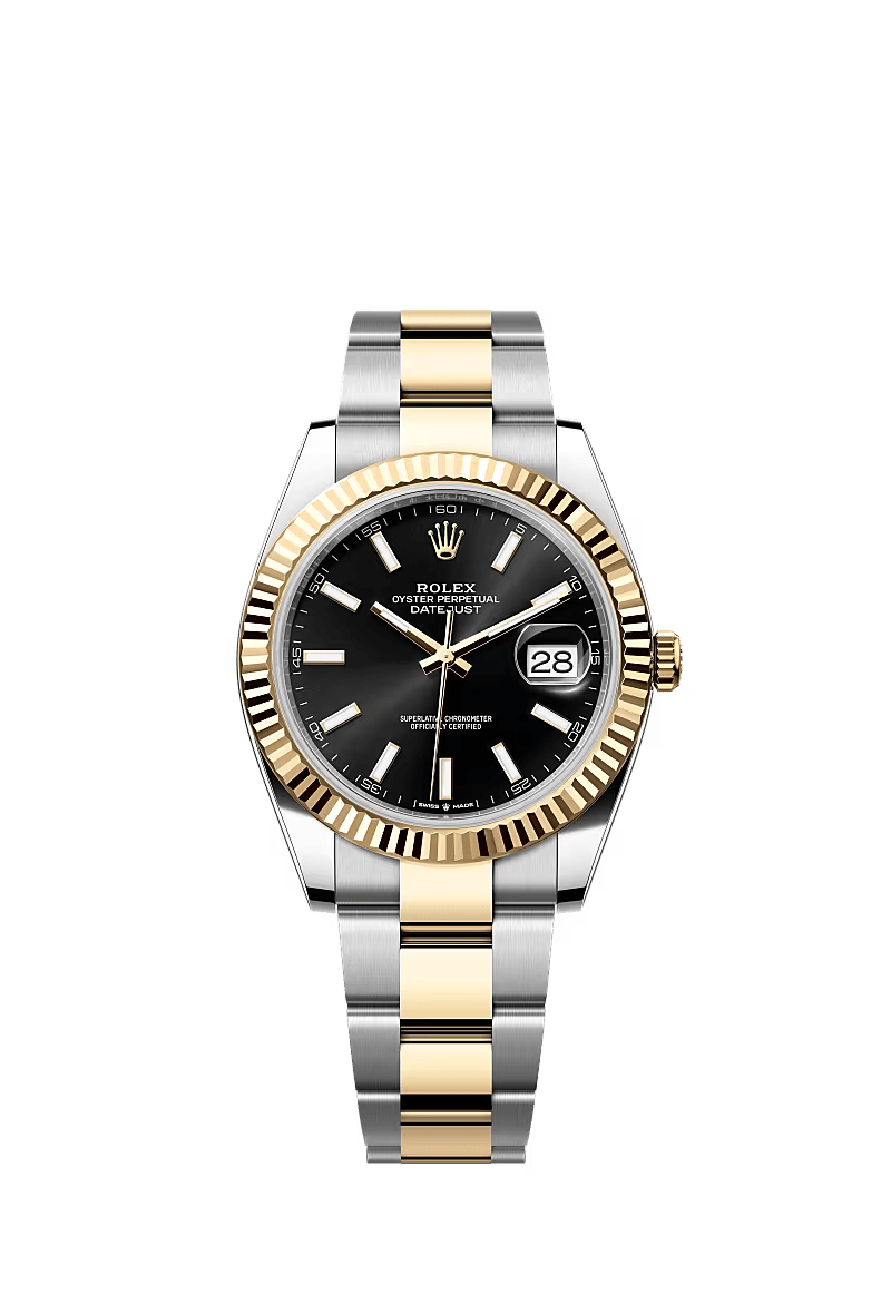 Oyster, 41 mm, Oystersteel & yellow gold | Bright Black, Oyster