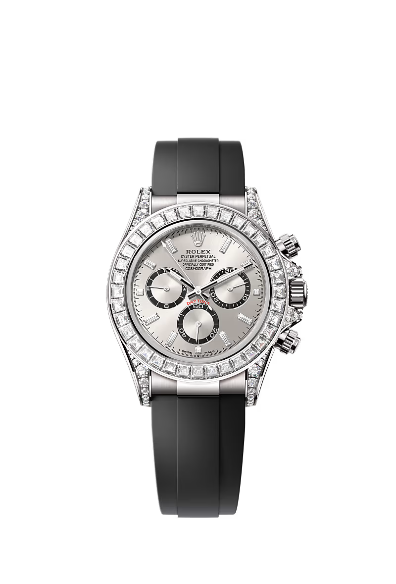 Cosmograph Daytona White Gold - Steel, bright counter rings set with diamonds