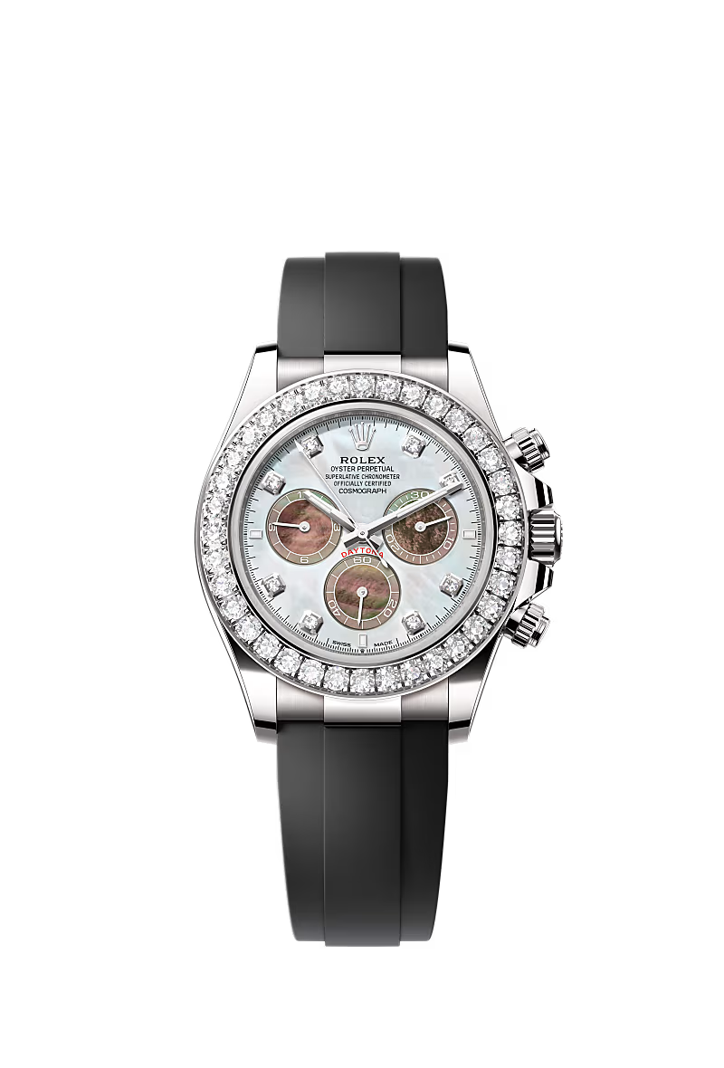 Cosmograph Daytona White Gold - Black & White Mother-of-Pearl set with diamonds
