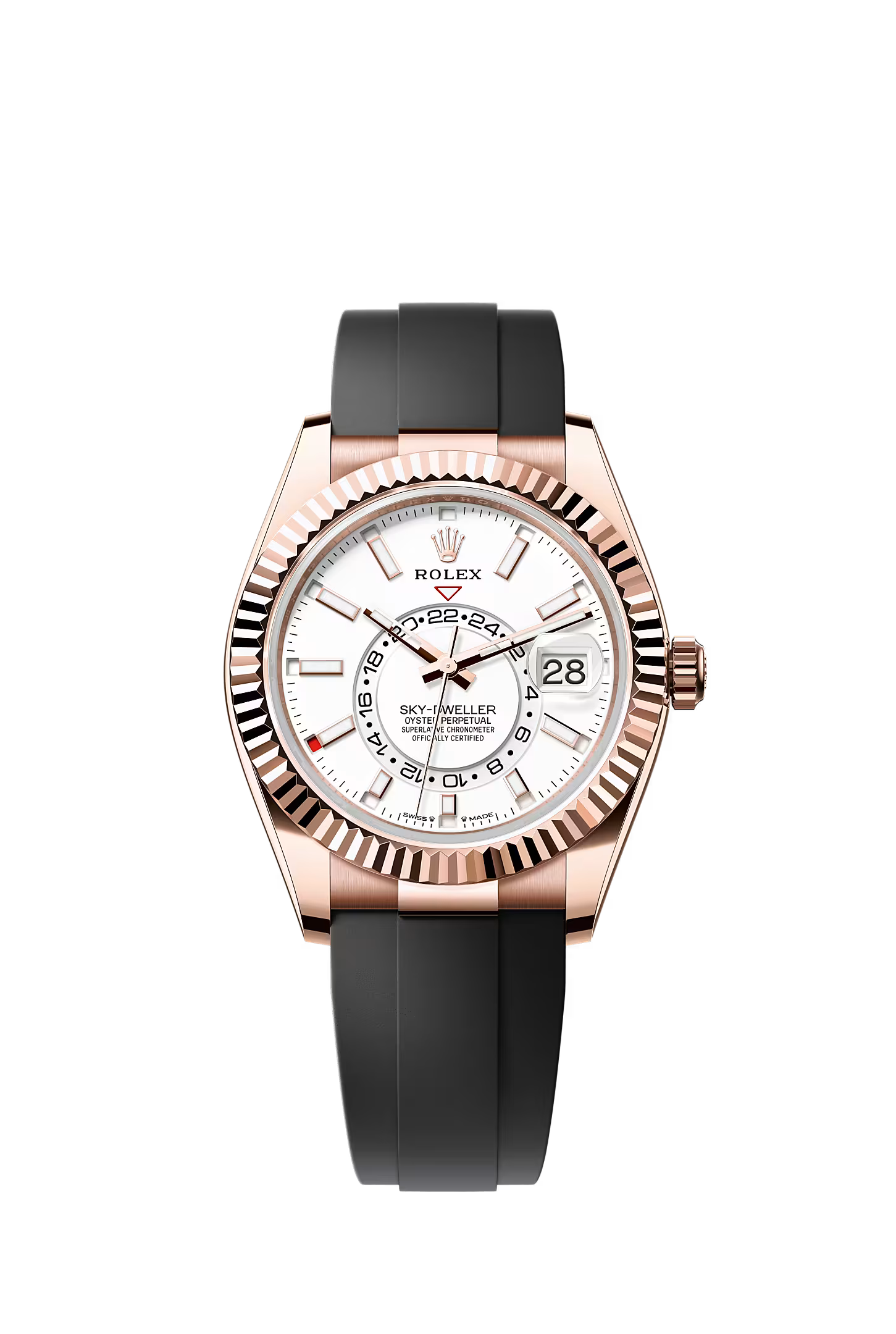 Skydweller: Everose Gold Oysterflex Intense White