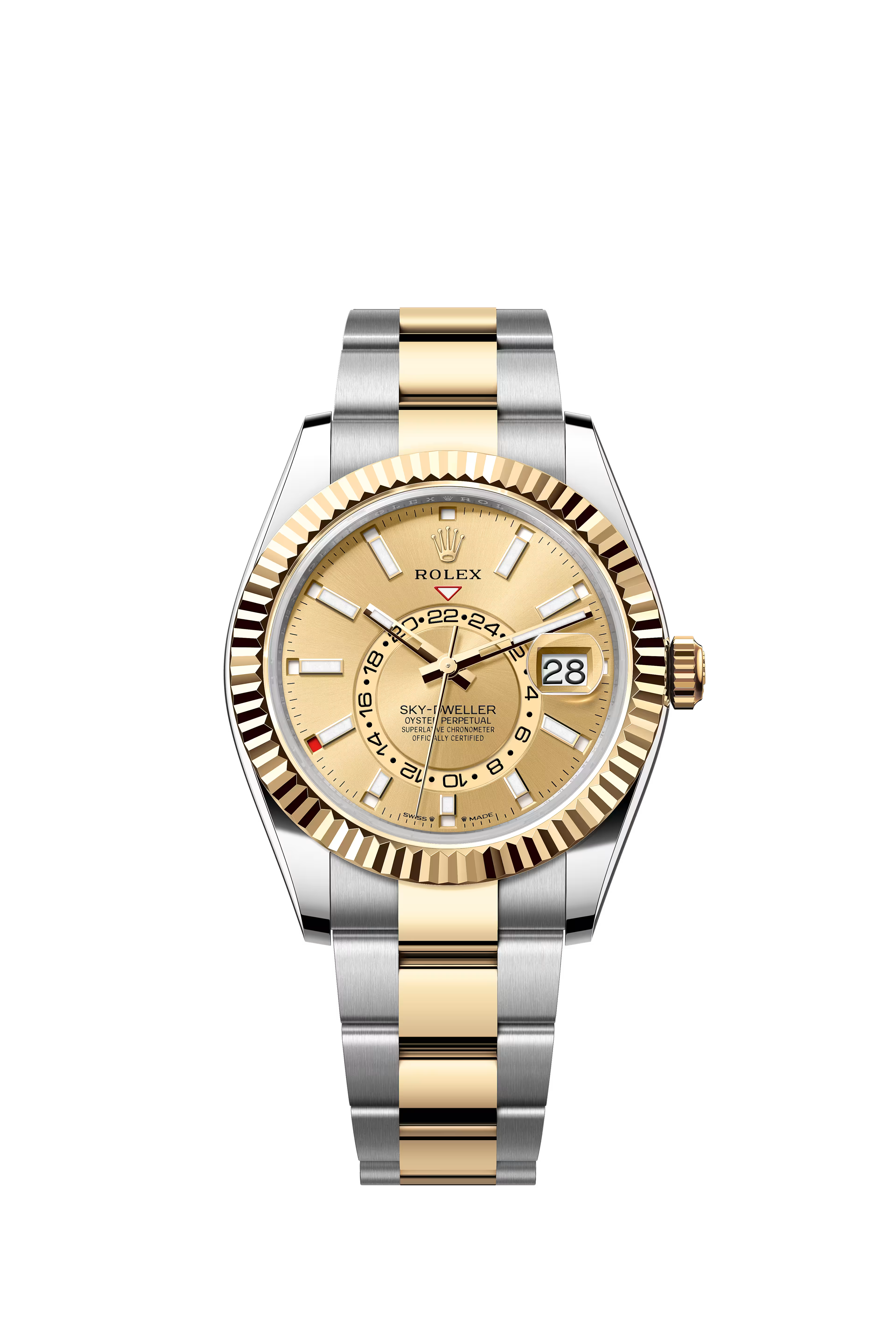 Skydweller: Oystersteel & Yellow Gold - Champagne Colour Oyster