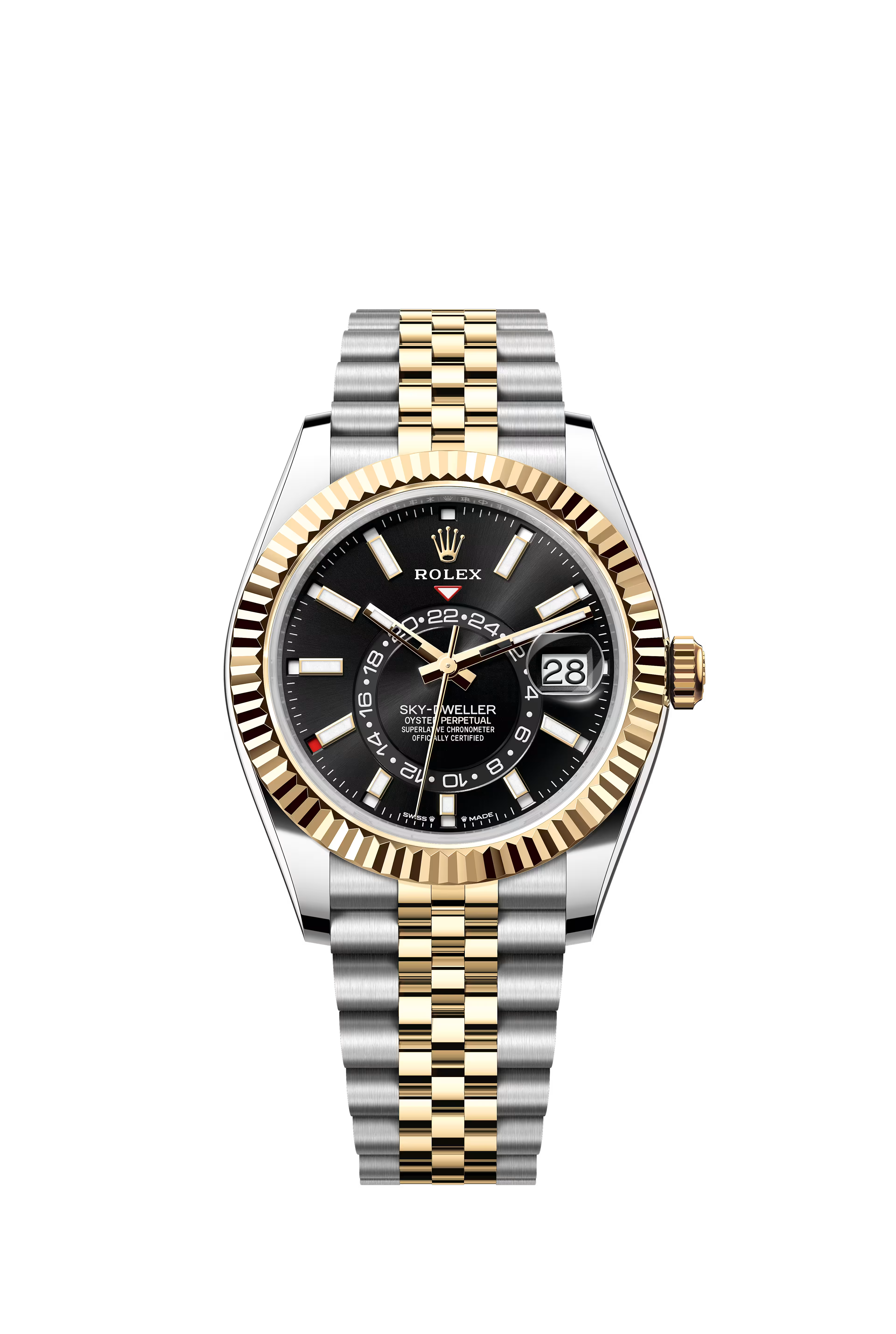 Skydweller: Oystersteel & Yellow Gold - Bright Black Jubilee