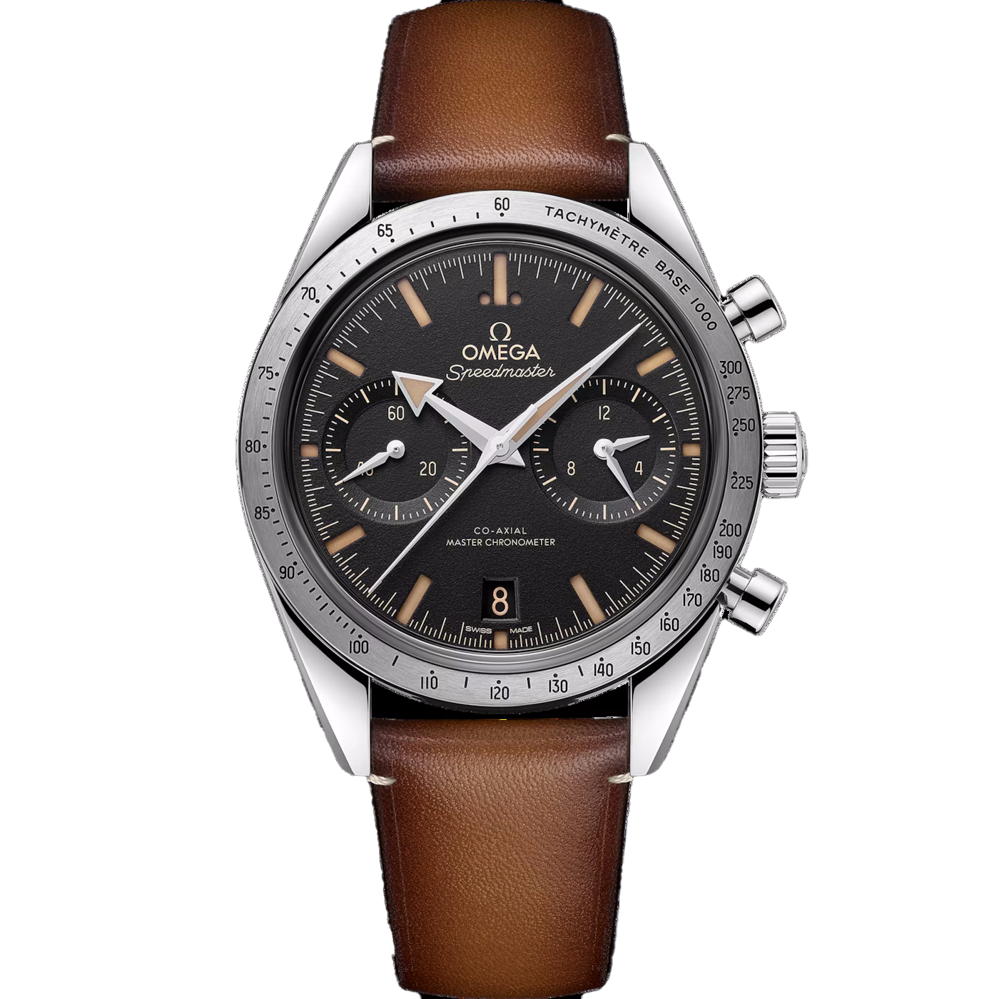 Speedmaster '57 40.5 mm, steel on leather strap