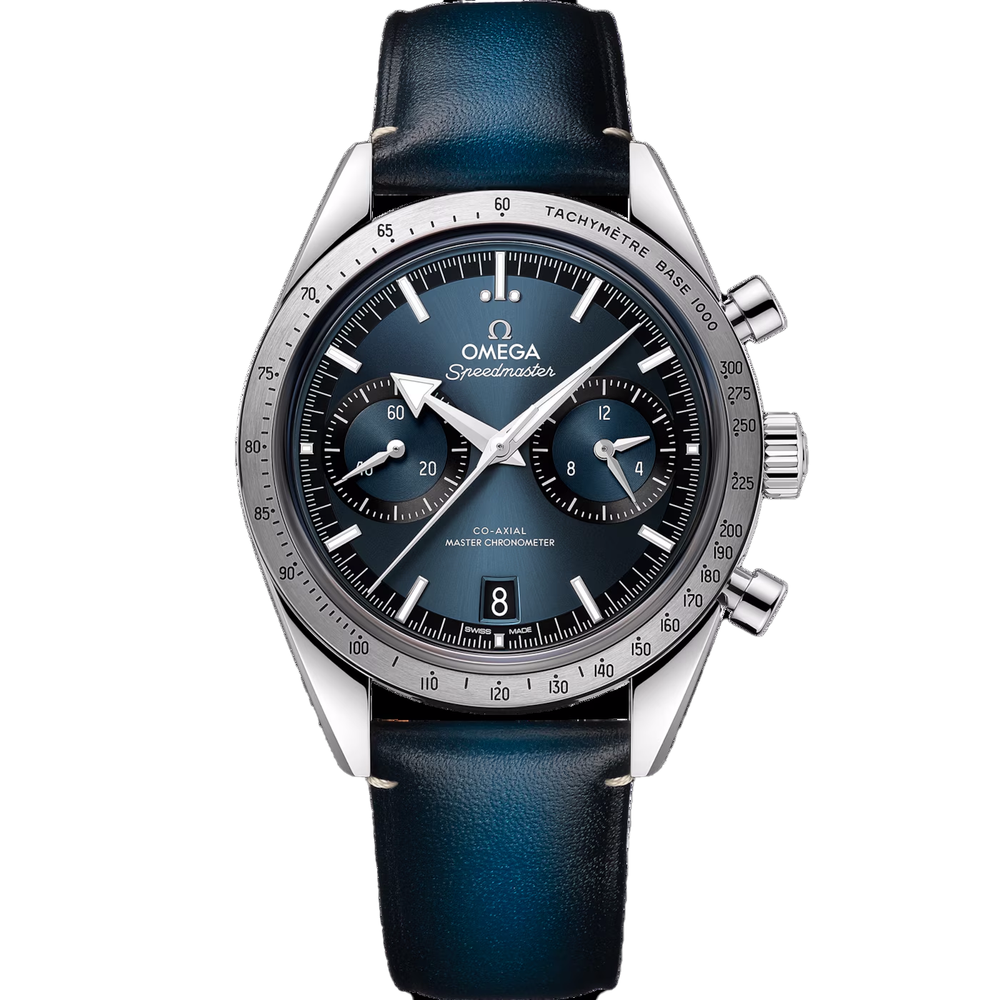 Speedmaster '57 40.5 mm, steel on leather strap