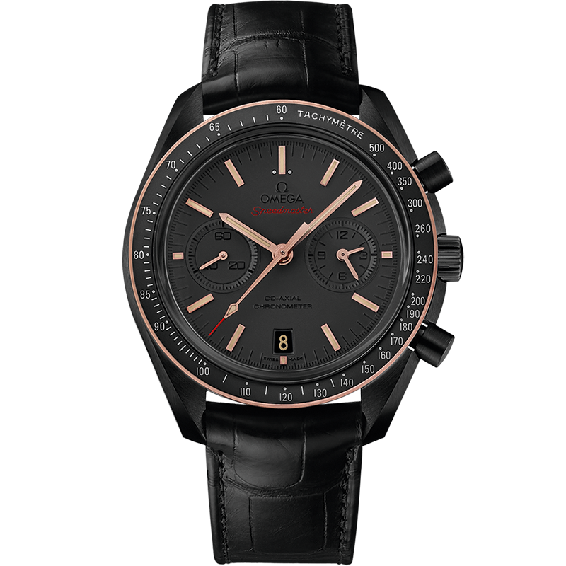 Speedmaster Dark Side of the Moon 44.25 mm, black ceramic on leather strap