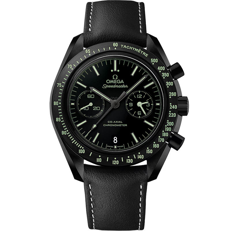Speedmaster Dark Side of the Moon 44.25 mm, black ceramic on leather strap