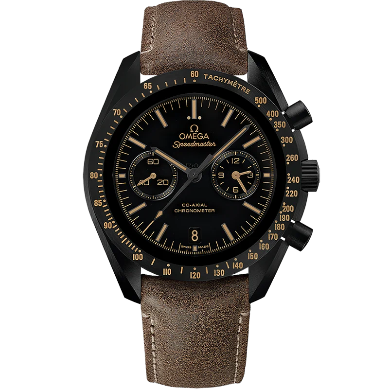 Speedmaster Dark Side of the Moon 44.25 mm, black ceramic on leather strap