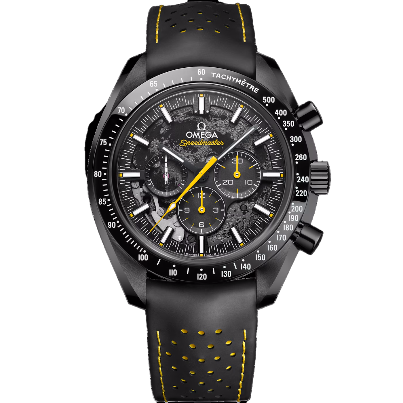 Dark Side of the Moon 44.25 mm, black ceramic on rubber strap