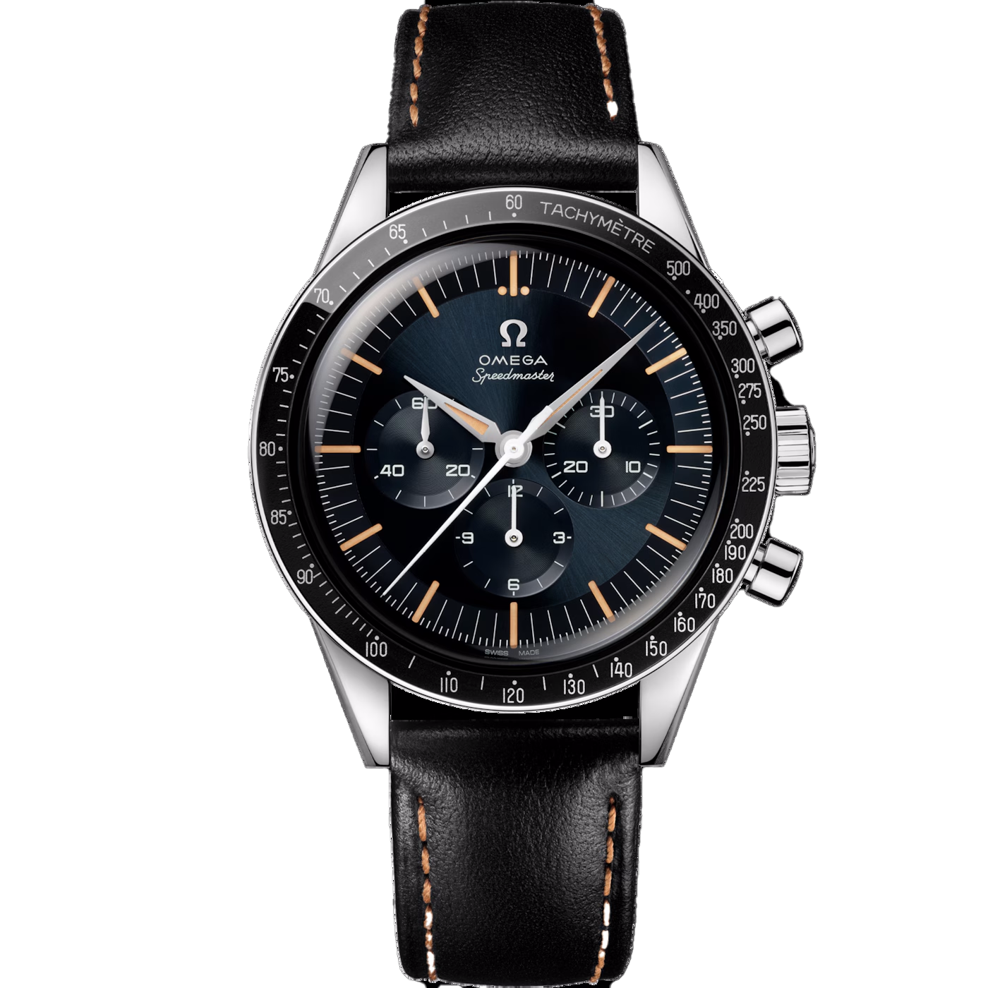 Speedmaster First OMEGA in Space 39.7 mm, steel on leather strap
