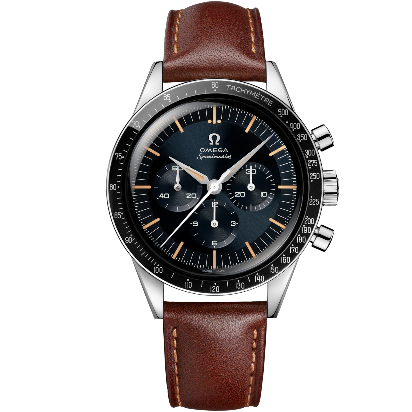 Speedmaster First OMEGA in Space 39.7 mm, steel on leather strap