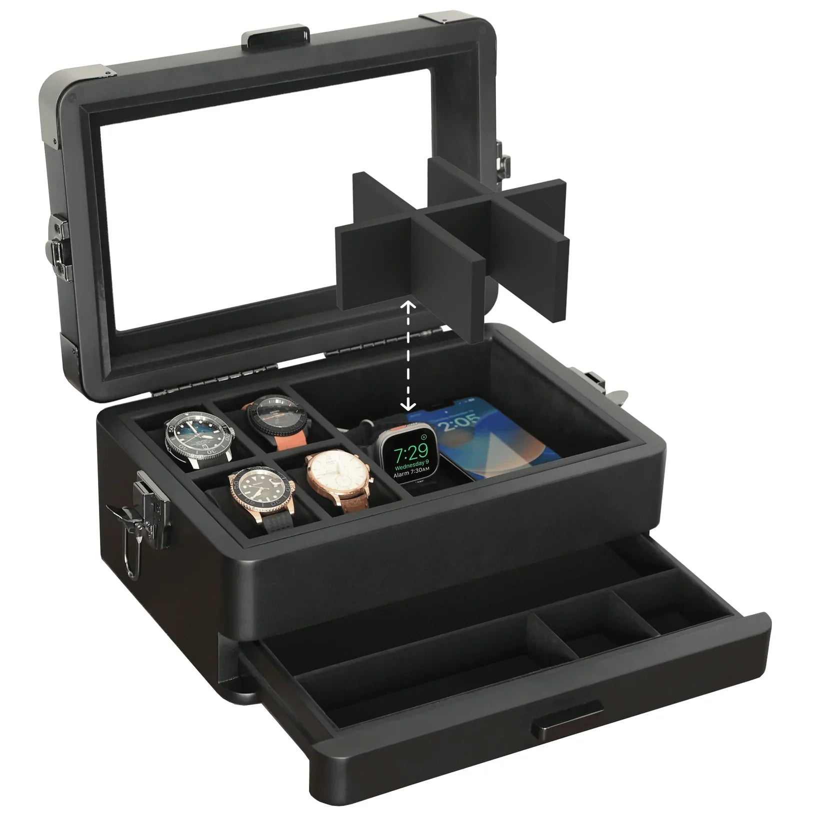 Military Modular Watch Box - 10 Slot (Black)