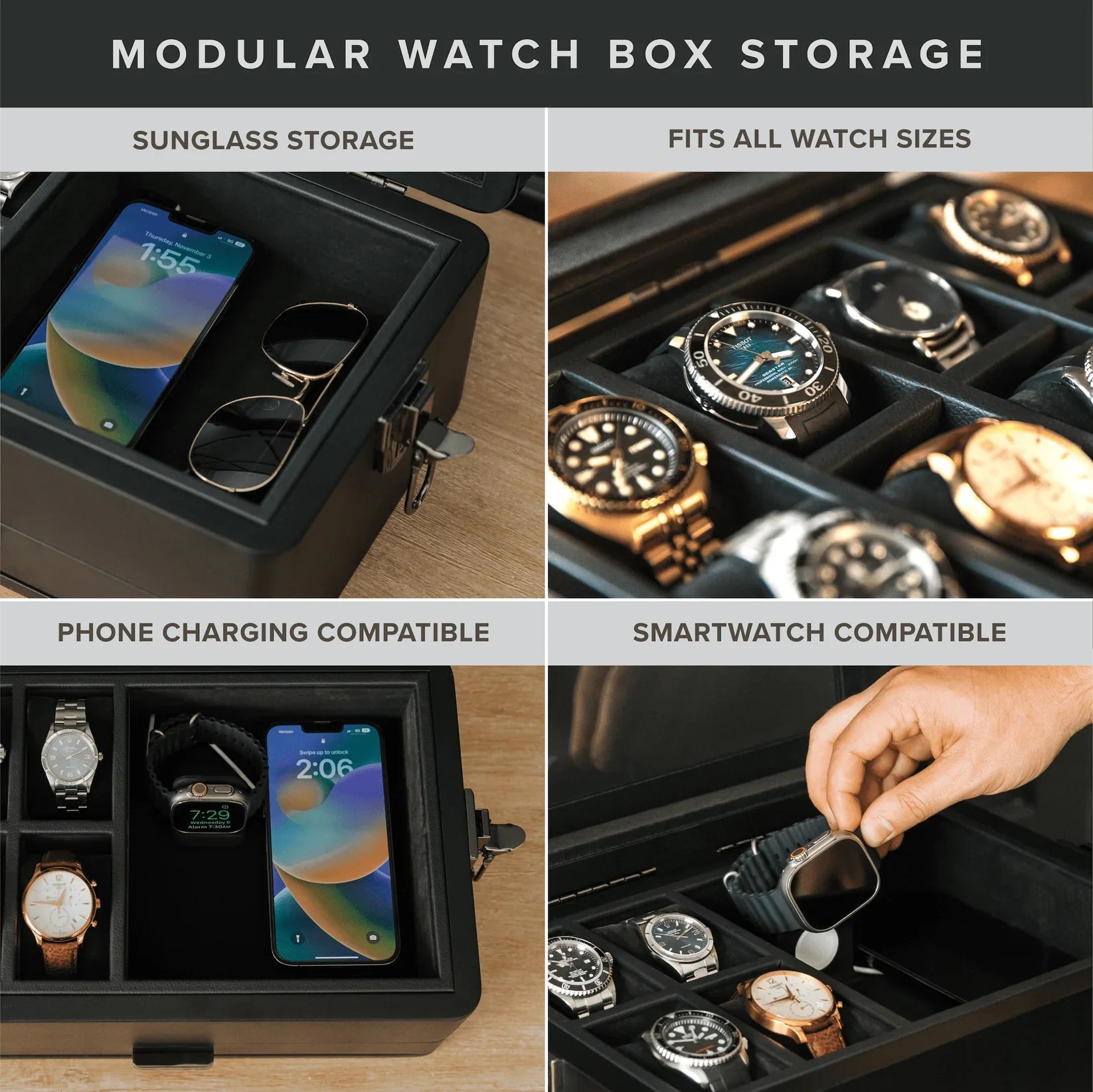 Military Modular Watch Box - 10 Slot (Black)