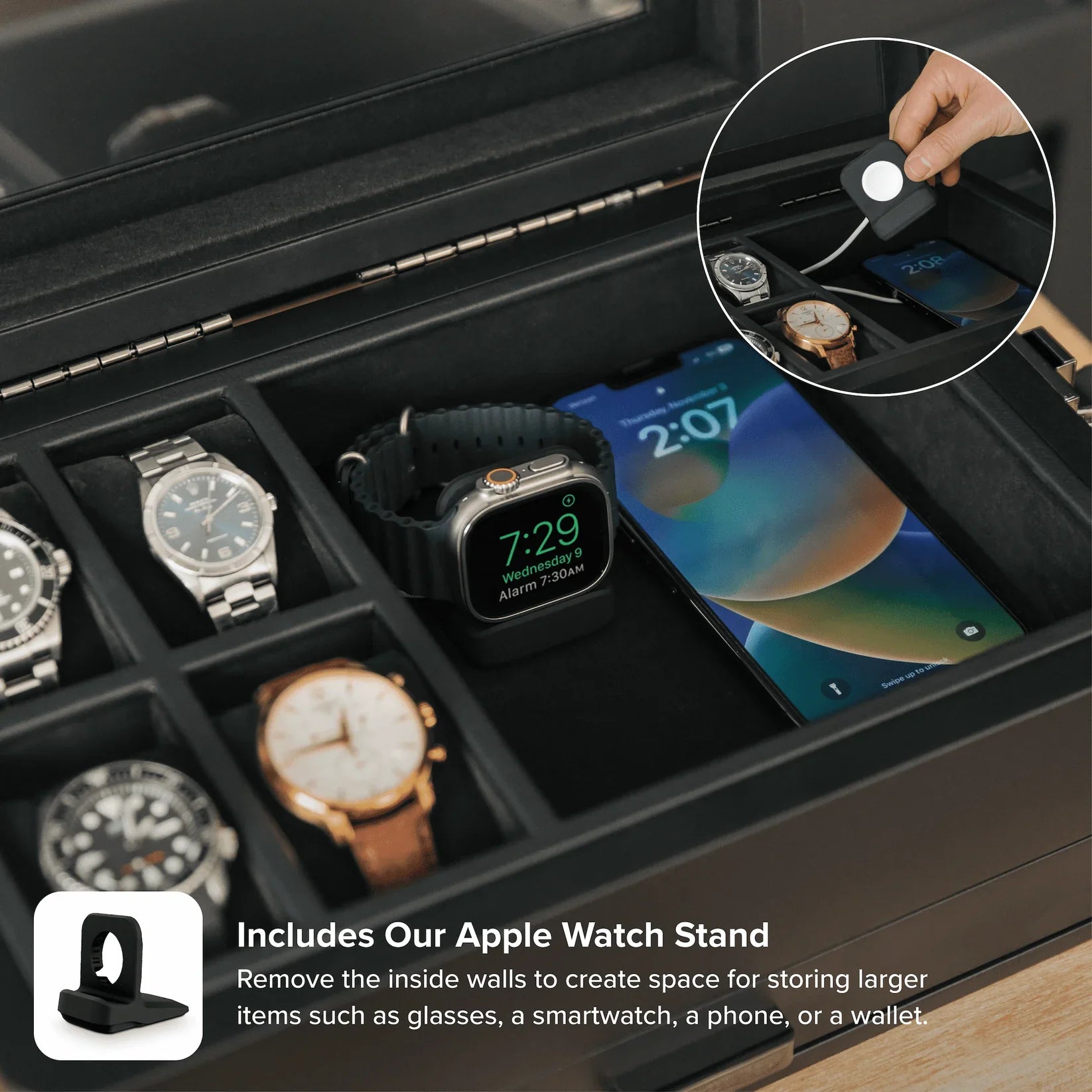 Military Modular Watch Box - 10 Slot (Black)