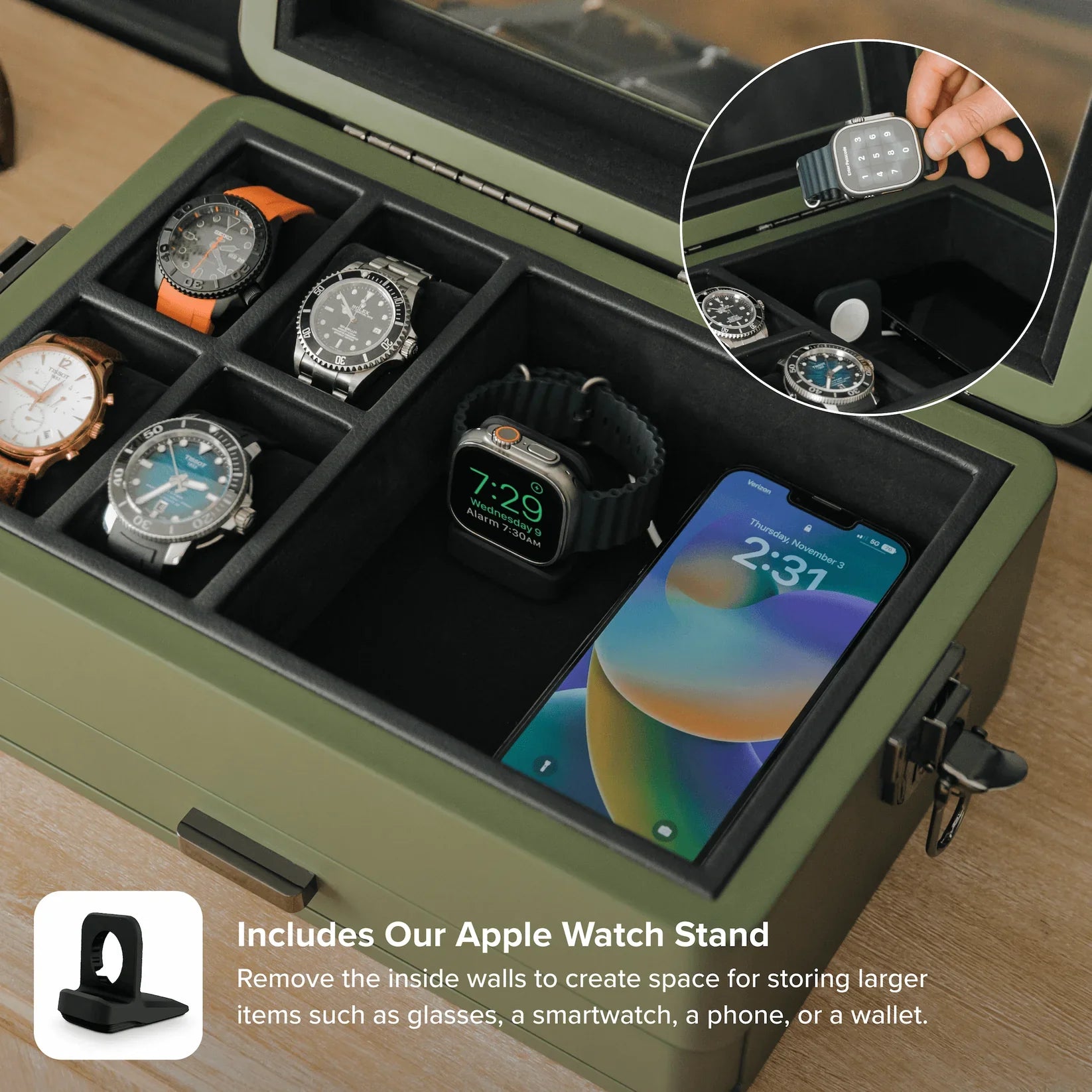 Military Modular Watch Box - 10 Slot (Drab Green)