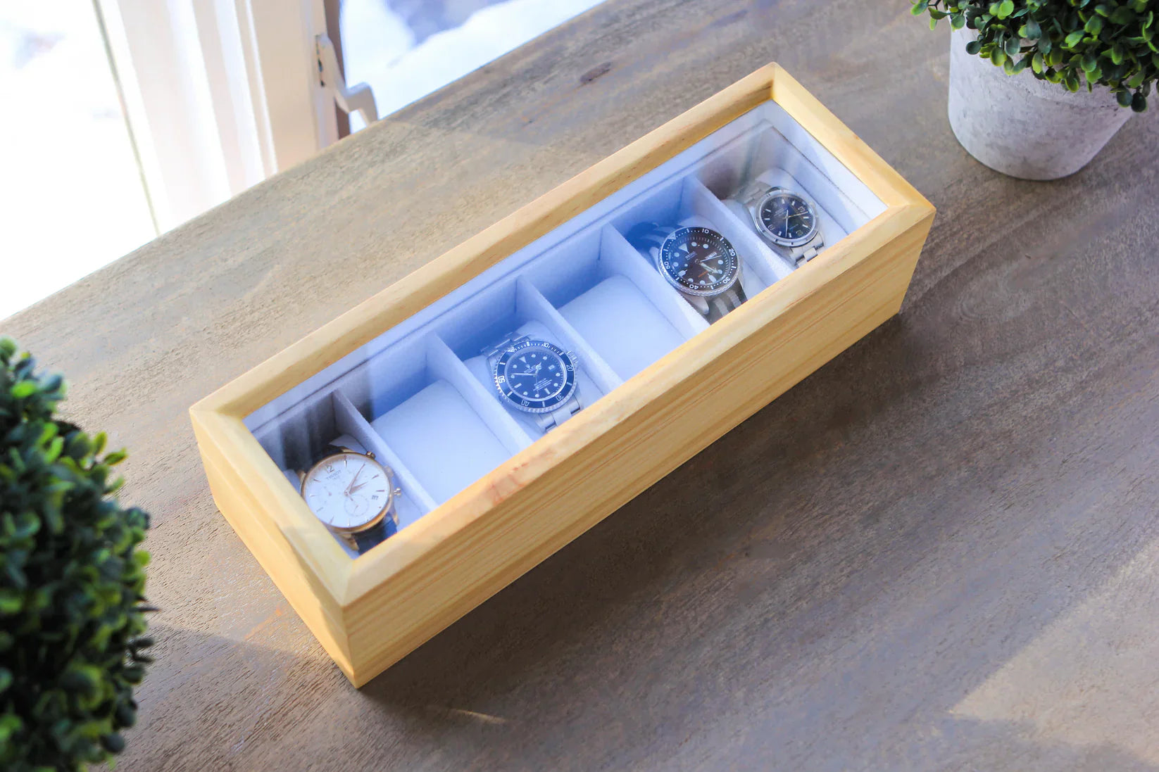 Pine Wood Watch Box - 6 Slot