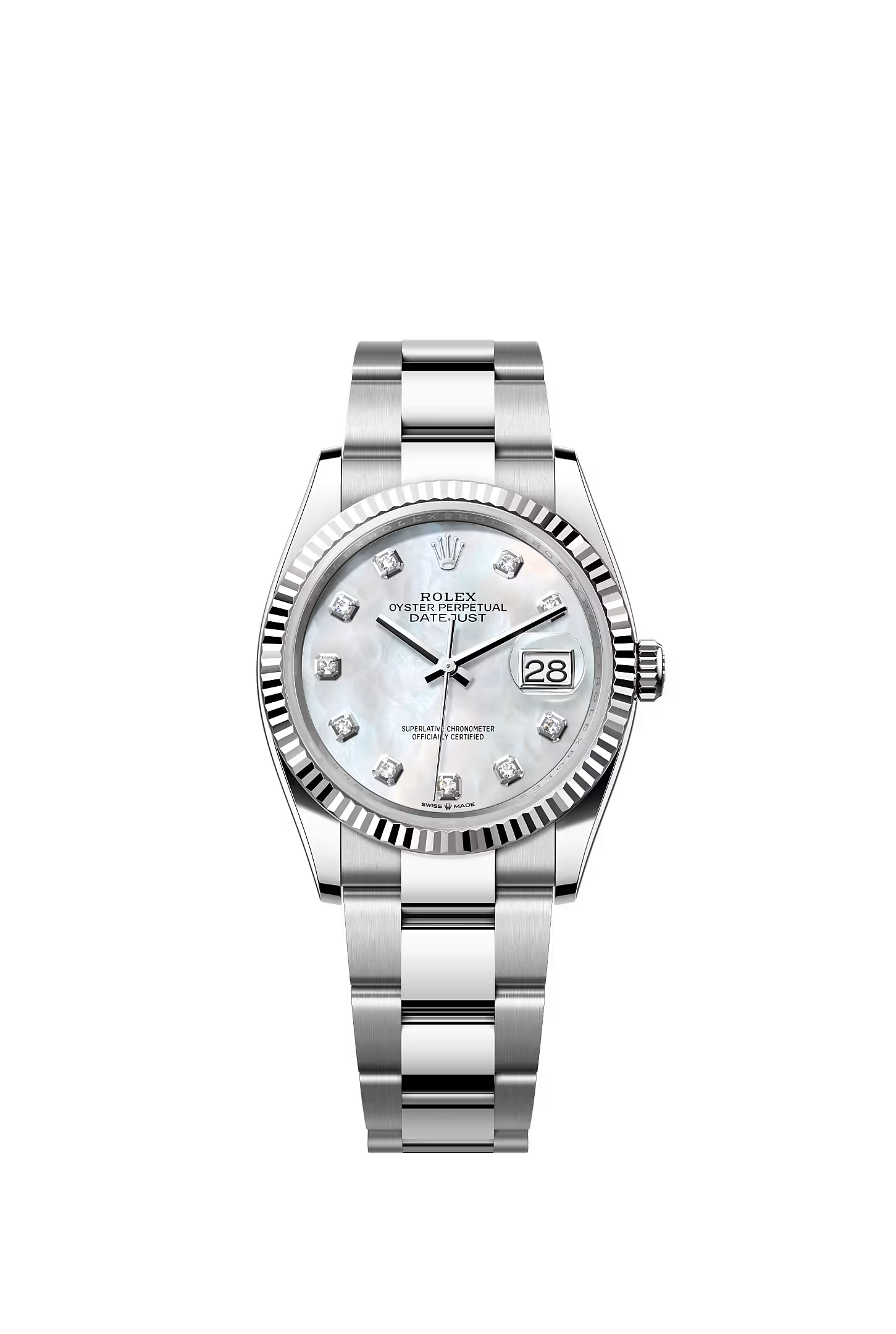 DateJust 36 - White with Mother of Pearl Set with Diamonds