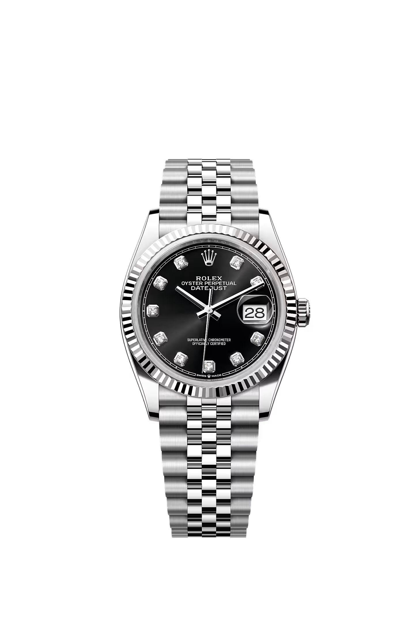 DateJust 36 - Bright Black Set with Diamonds