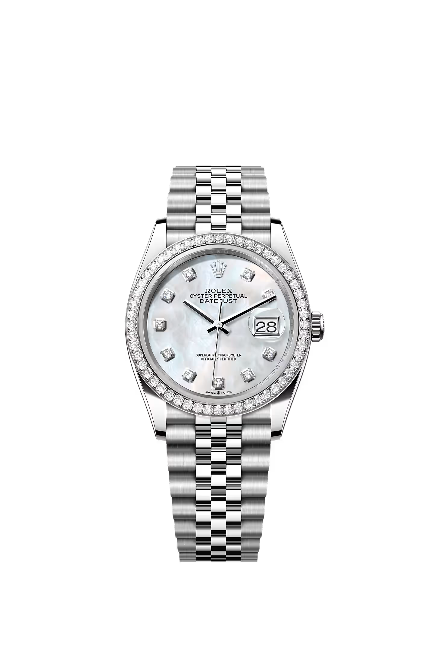 DateJust 36 - White with Mother of Pearl Set with Diamonds
