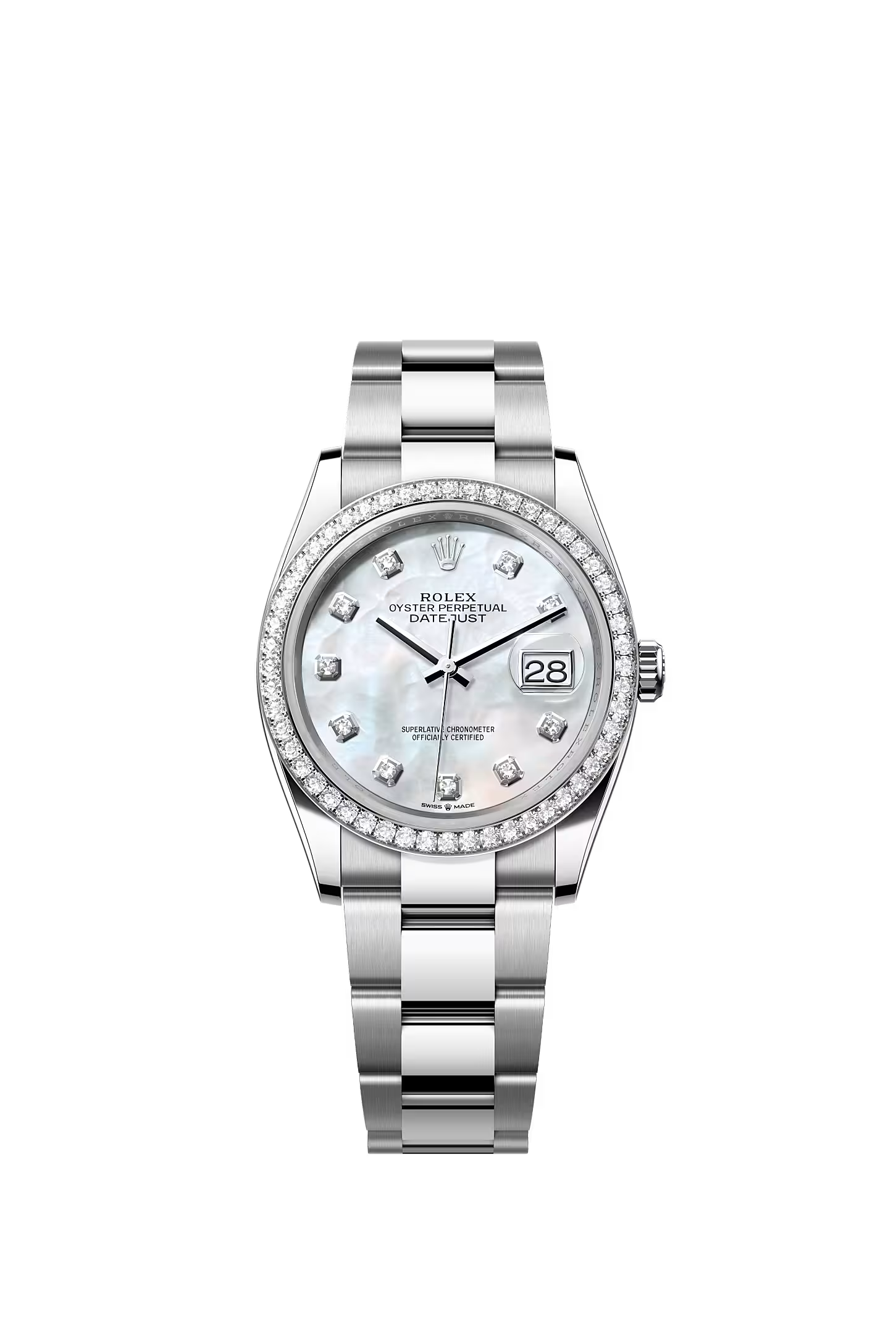 DateJust 36 - White with Mother of Pearl Set with Diamonds
