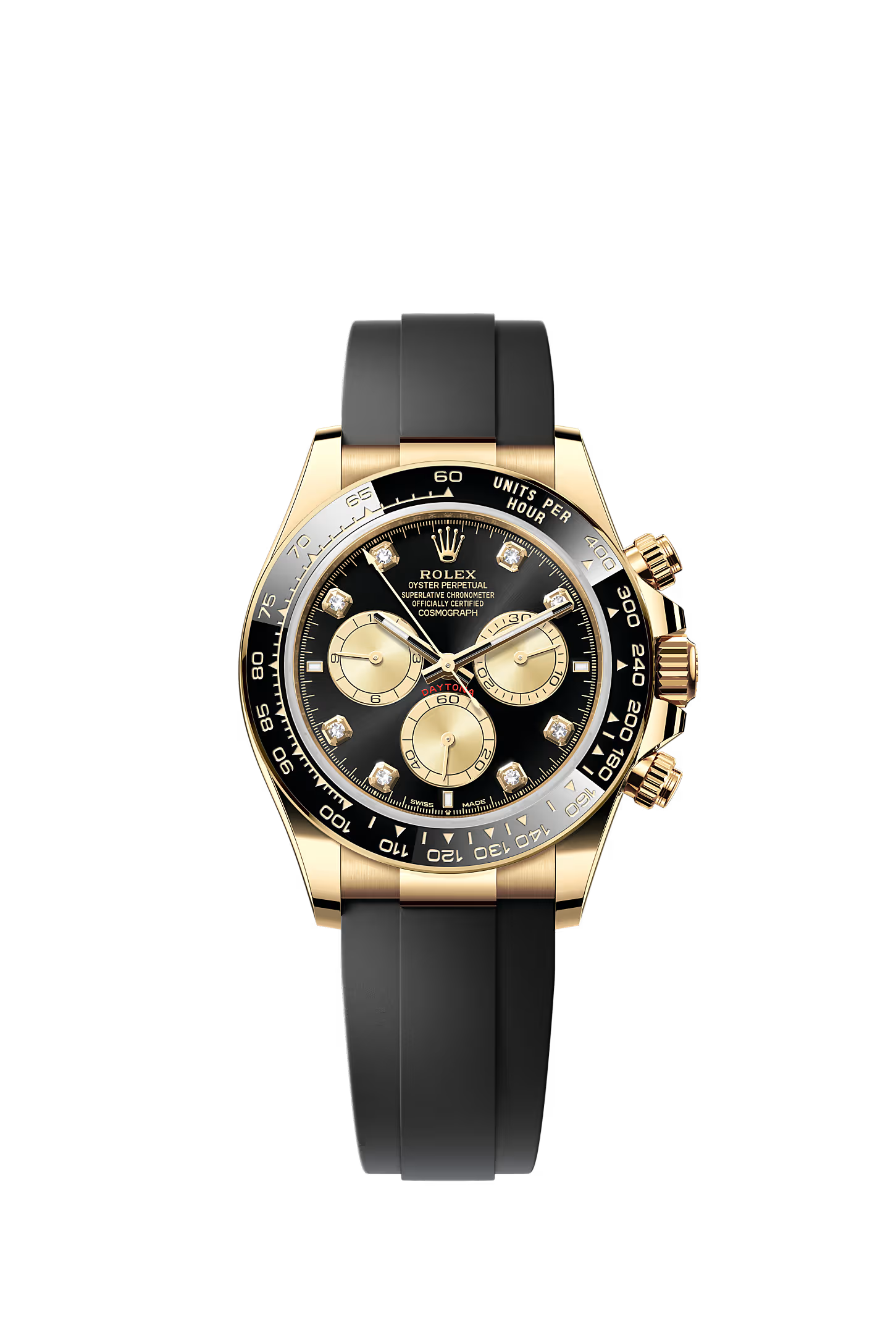 Cosmograph Daytona: Bright Black & Gold Sets with Diamonds