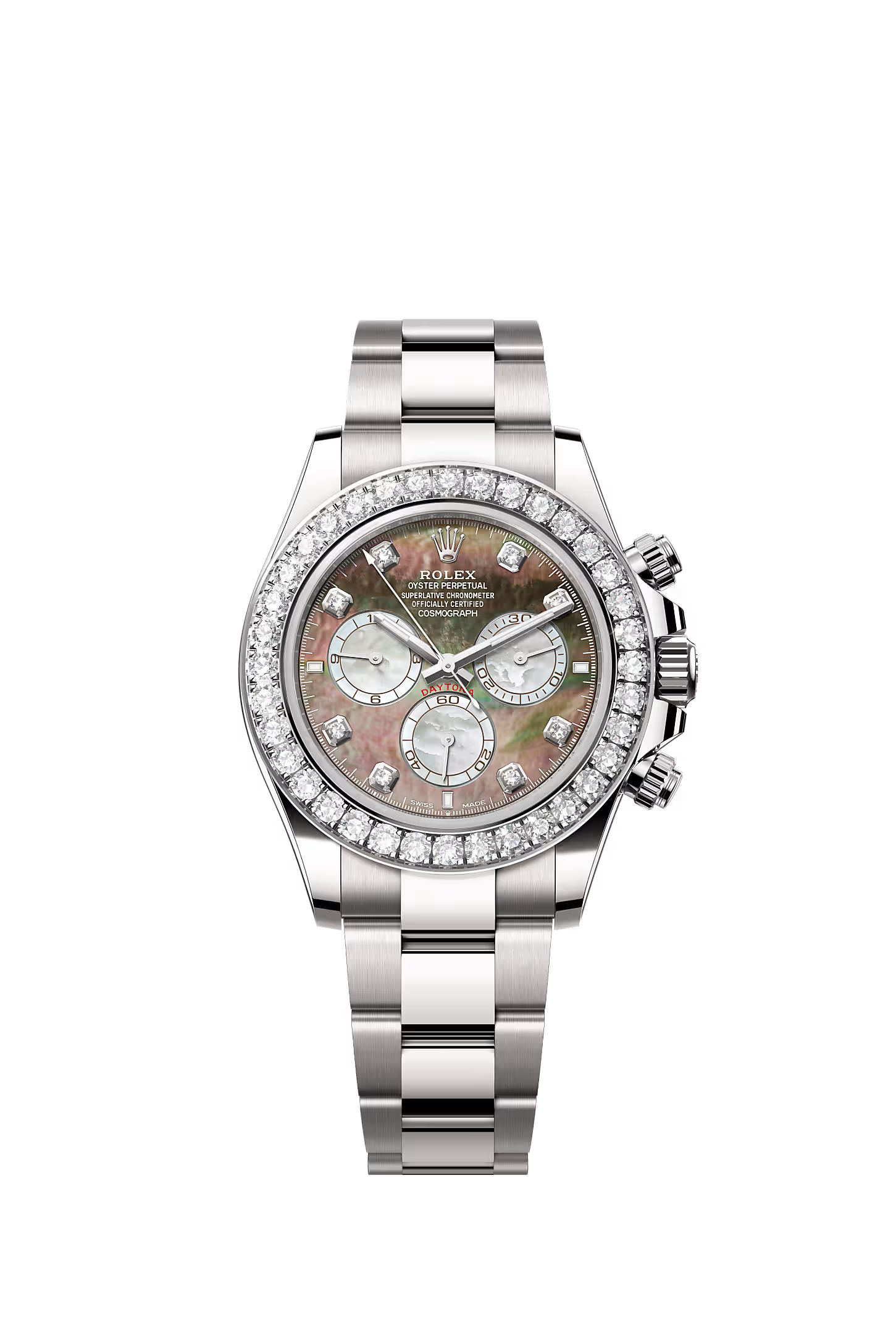 Cosmograph Daytona White Gold - Black & White with Mother of Pearl Set with Diamonds