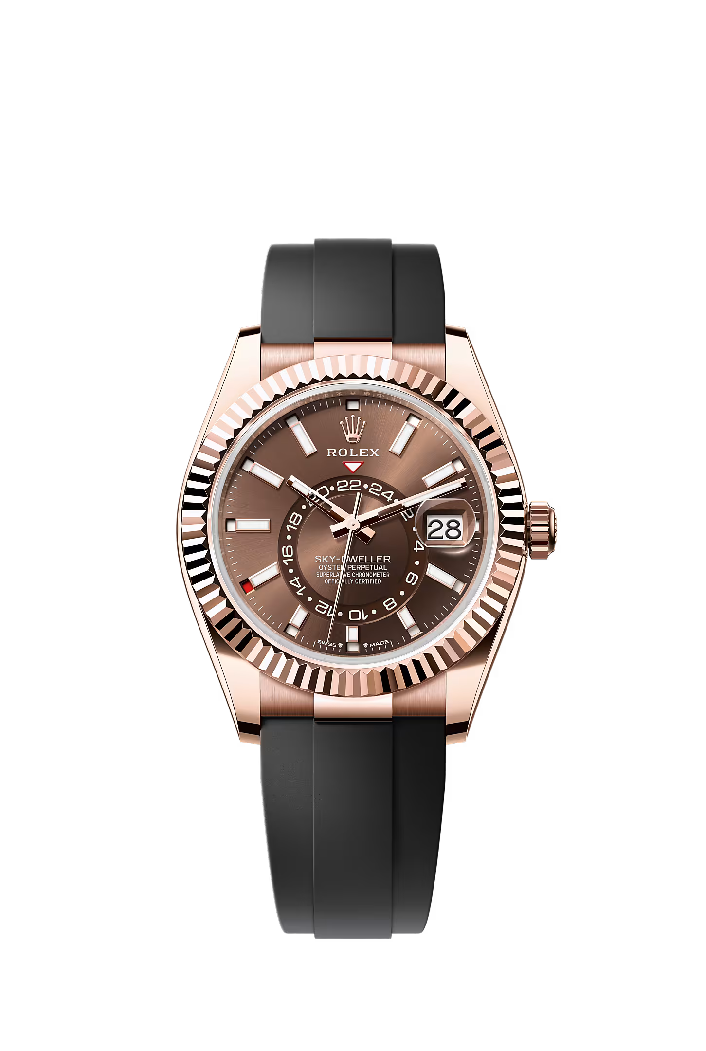 Skydweller: Everose Gold Oysterflex Chocolate